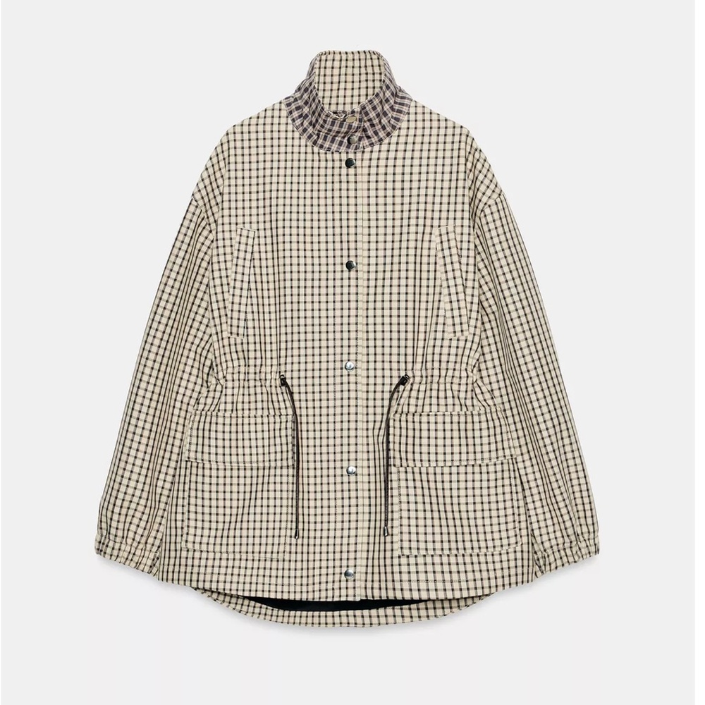 Zara PLAID HIGH-NECK JACKET